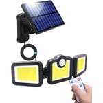 Lampe Solaire Exterieur Detecteur de Mouvement 171 led Lumiere Solaire avec Telecommande, IP65 Etanche Luminaire 3 Modes éclairage pour Jardin,