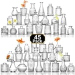 Arme Lot de 45 vases à bourgeons Transparents en Vrac, Mini vases en Verre pour Fleurs, Petits vases à Fleurs pour centres de Table, vases pour décoration, décoration de Table de Mariage