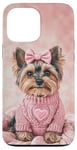 iPhone 13 Pro Max Aesthetic Pink Christmas Yorkshire Terrier Holiday Xmas Case