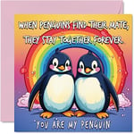 LGBT Penguin Valentines Anniversary Card - You Are My Penguin - Cute Romantic Card for Girlfriend Boyfriend Wife Husband Partner Friend Him Her, 145mm x 145mm Anniversary Greeting Cards