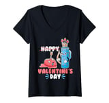 Womens Funny Hate Anti Happy Valentine's Day Humor V-Neck T-Shirt