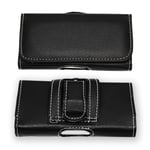 Blackview P6000 Étui Pochette Accroche-Ceinture Façon Cuir Grainé Noir De Qualité Avec Clip + Passant, Fermeture Aimanté Et Surpiqures Apparentes By Ph26®