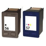 FGE Pack de 2 Cartouches d'encre compatibles pour HP Pack 56 57 - Noir/Cyan/Magenta/Jaune