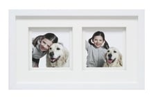 Deknudt Frames S43DK1 P2 Cadre pour 2 Photos avec Double Passepartouts + Espace Supplémentaire Bois Blanc 20 x 20 cm