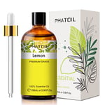 PHATOIL Huiles Essentielles Citron 100 ml, Huile de Citron Pure Naturelle pour Aromathérapie, Huile Essentielle pour Diffuseur, Bougie, Humidificateur