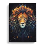 Leo Zodiac Geometric Art Canvas Print for Living Room Bedroom Home Office Décor, Wall Art Picture Ready to Hang, 30x20 Inch (76x50 cm)