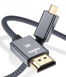 Câble Micro HDMI vers HDMI 4.5M,4K 60Hz Cordon Micro HDMI Type D Mâle Compatible pour Raspberry Pi 4 4b,GoPro Black Hero 7 6 5 4,Sony Camera A6000 A6300,Nikon B500,Lenovo Yoga 3 Pro 710,Canon