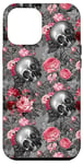 iPhone 15 Plus Case gothic dark skull pink flowers goth phone Case