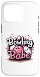 Coque pour iPhone 16 Pro Bowling Babe Fun Bowling Design, jolie boule et épingles kawaii