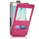 Etui De Protection S-View À Clapet Universel M Rose Fushia Pour Smartphone Echo Horizon M