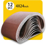 Bande Abrasive 100 x 610 mm Bande de Ponceuse - Ensemble de Bandes Abrasives Mixte (4 X grains 80/120/150) pour Ponceuses à Bande, Idéale pour le Bois(12 pièces)