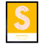 Shanghai China City Map Modern Typography Stylish Letter Framed Word Wall Art Print Poster for Home Décor