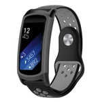 Samsung Gear Fit2 Pro kaksivärinen pehmeä silikoni kellon ranneke hihna - Musta / Harmaa Monivärinen