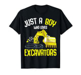 Just A Boy Who Loves Excavators Boys Kids Digger T-Shirt