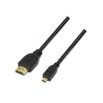 AISENS Cable Micro HDMI A119-0116 CONECTORES A-Macho/D-Macho Alta VELOCIDAD Con ETHERNET Full HD/UHD / 3D 0.8M