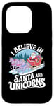 iPhone 15 Pro I believe in Santa and unicorns funny Santa xmas pajamas Case