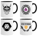 Jungle Mug Tasse viking nordique | Idée cadeau pour les hommes âgés, papa, grand-père, tasse à café, motif viking, tête de mort, chope à bière thors hammer (VIKING002)