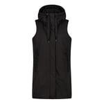 CMP - Gilet long pour femme en tissu softshell à capuche fixe, Noir, 52