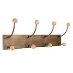 Romimex Porte-manteau mural marron métal bois de pin 51 x 19 x 13 cm