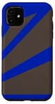 Coque pour iPhone 11 Perspective Marron Rayures Optiques Bleu Royal