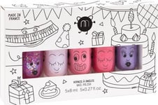 Nailmatic Nailmatic Kids Party Set Of Nail Varnishes Sheepy 8Ml + Polly 8Ml + Cookie 8Ml + Kitty 8Ml + Piglou 8Ml