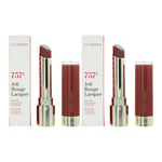 Clarins Womens Joli Rouge Lacquer Intense Colour Lip Balm 3g - 757L Nude Brick X 2 - NA - One Size