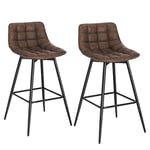 WOLTU BH249br-2 Lot de 2 Tabouret de Bar Design Chaise Haute pour Bar Bistro siège en Similicuir avec Repose-Pieds Cadre en métal,Brun