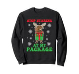 Moose Funny Christmas Stop Staring At My Package Xmas Jokes Sweatshirt