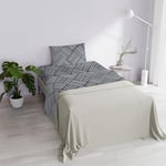 Italian Bed Linen DAFNE 100% Microfibre Bedding Set, Single, Citylife Grey