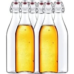 Danmu Art 6PCS 750ml/26Oz Glass Bottles with Stoppers Lids, Swing Top Airtight Milk Bottle，Kombucha, Vanilla Extract，Cider Soda，Home Brewing