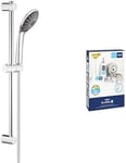 GROHE Vitalio Joy 110 Massage & QuickGlue S2 – Hand Shower Set (3 Spray Hand Shower 11 cm, Water Saving Technology, Universal Shower Rail 60 cm, Twist Stop Shower Hose 1.75 m), Chrome, 27333000