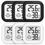 Lot de 6 thermomètres hygromètres d'intérieur - Mini thermomètre numérique - Hygromètre - Thermomètre de température et d'humidité - Thermomètre d'intérieur - Thermomètre numérique pour chambre de