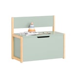 SoBuy Banc Coffre à Jouet pour Enfants, Coffre de Rangement 2 en 1, Banc de Rangement avec Dossier pour Enfant, Meuble de Rangement, Vert, 64x30x55 cm, KMB94-GR