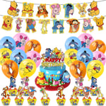 Winnie The Pooh Festartiklar Dekorationer Ballonger Banner Tårta Topper Cupcake Toppers Set Gåvor  (FMY)