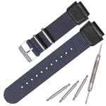 Nylon watch strap Compatible with Casio AE1200WH AE-1000 SGW-300H SGW-400 AQ-S810W 18mm Men's Replacement Leather Watch band stainless steel ring (Blue)