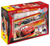 Liscianigiochi 34451 Maxi – Puzzle à Double Face (Une Couche pour coloriage, 60 pièces, avec Crayons de Couleurs), Conception de Cars