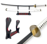 Katana One Piece Zoro Wado Ichimonji - Epée Lame Bois - Support Japonais Inclus