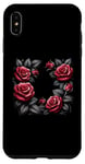 Coque pour iPhone XS Max Art botanique floral rose avec feuilles noires, roses d'amour