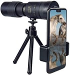 Télescope monoculaire à zoom super téléobjectif 4K 10 300X40mm, objectif prisme BAK4, monoculaire de vision nocturne anti-buée étanche avec trépied pour téléphone intelligent pour regarder, chasser, c