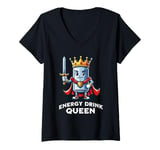 Womens Energy Drink Queen Funny Can of Energy Drink V-Neck T-Shirt