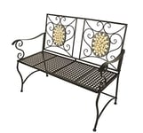 VERDELOOK Banc avec décorations en mosaïque métallique, 116x56x90 cm, noir avec décorations colorées