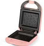 Yilu Mini Waffle Maker, Sandwich Machine Breakfast Machine, Portable Electric Dual Waffles Sandwich Maker Toast Breakfast Machine Easy Clean Non-Stick Interior Coating(Pink)