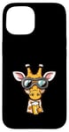 Coque pour iPhone 15 Girafe de ski avec bière | Funny Party Comic