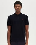 Fred Perry Mens Plain Signature Polo Shirt - Navy/Red - Size Large