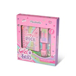 Martinelia Ensemble Vernis à Ongles Enfant Girl Boss - Trio Fard à Paupières + Carnet de Notes Spirale - Vernis Enfant à l'Eau Lavable, Sans Produits Nocifs - Atelier Ongles et Maquillage pour Enfant