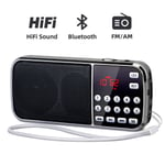 Radio Portable AM FM J-189,haut-parleur stéréo de poche,météo,Bluetooth,Radios numériques,Rechargeable USB - Type Black