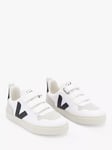 VEJA Kids' Small V-10 Riptape Trainers, White/Black