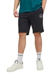 JACK & JONES Mens Track Shorts Original Sweat Short Mid Thigh Plus Size Half Pant UK, Black Colour, 46 Waist