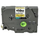 vhbw 1x Ruban compatible avec Brother PT E110, E100B, E115, E105, E110VP, E100VP imprimante d'étiquettes 12mm Noir sur Jaune, extraforte