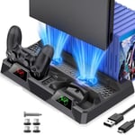 Support PS4 avec Ventilateur,pour PS4/PS4 Pro/PS4 Slim, Station de Recharge avec Indicateurs a LED,Support Manette PS4